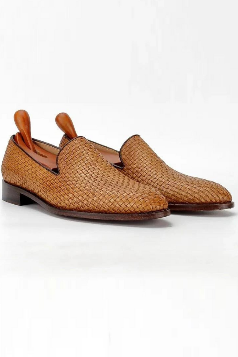 handmade loafer woven knitted leather sole shoes for men social shoe male classic shoes men elegant mens loafer