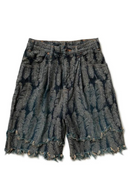 Feather tassel denim retro casual shorts