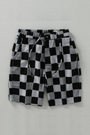 Linen Strip Plaid Shorts Summer Elastic Waist Comfortable Breathable Thin Premium Half Length Pants