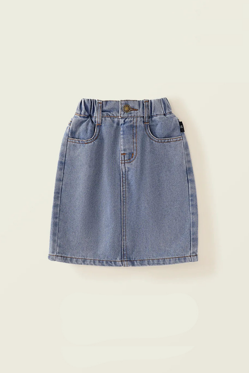 Spring Summer Girls Denim Pencil Skirt Soft Washed Baby Girl High-Waisted Skirt