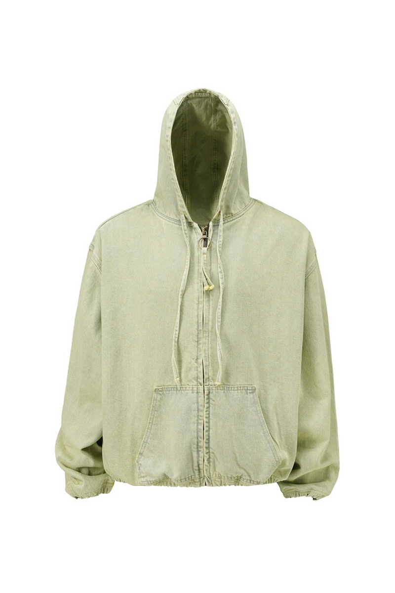 Hooded Denim Jacket Streetwear Lapel Windbreaker Autumn Jeans Coat Oversized