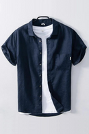 Summer And Spring New Men Linen Breathable Half Sleeve Shirt