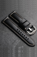 Handmade Black Shiny Leather Genuine Leather Watch Band Watch Bracelet