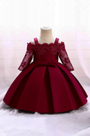 Elegant Baby Girls Dress For Party Flower Weddings Princess Bow Evening Dresses Children Bridesmaids Costume