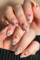 24 Pieces Almond Armor Valentine's Day Multicolor Love Heart Pattern Nail suit