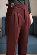 Luxury Men High-Rise Dress Pants Stripe with Pleats & Naples Tailoring