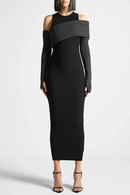 Off Shoulder Irregular Knitted Dress Autumn Winter Elegant Club Party Long Dresses