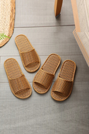 Spring and summer bamboo woven rattan and grass lovers straw mat slippers indoor wooden floor home linen slippers