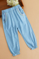 Summer Kids Girls Pants Denim Jean Children's Loose Soft Pants Baby Casual Breathable Trousers