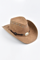 Leather Western Cowboy Hat Bull Shaped Decor Panama Hats For Men Travel Knight Country Hat