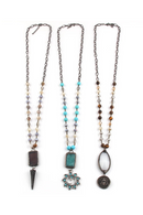 Bohemian Jewelry Stone & Crystal Beaded Chain Pendant Necklaces For Women Festival Gift