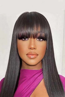Natural Black Human Hair Bangs 3 Clips In Straight Hair Extensions