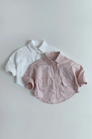 Spring Summer Children Shirts 1-8Y Boys Cotton Spliced Pockets Casual Toddler Wear