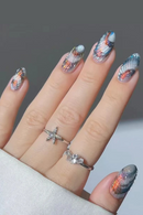 24pcs Short Almond Seashell Full Cover Nail Tips Nail Art Finished Reusable Press on Nails