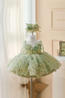 Flower Girl Dresses with Hairband Pearls for Baby Kids Wedding 1st Birthday Pageant Party