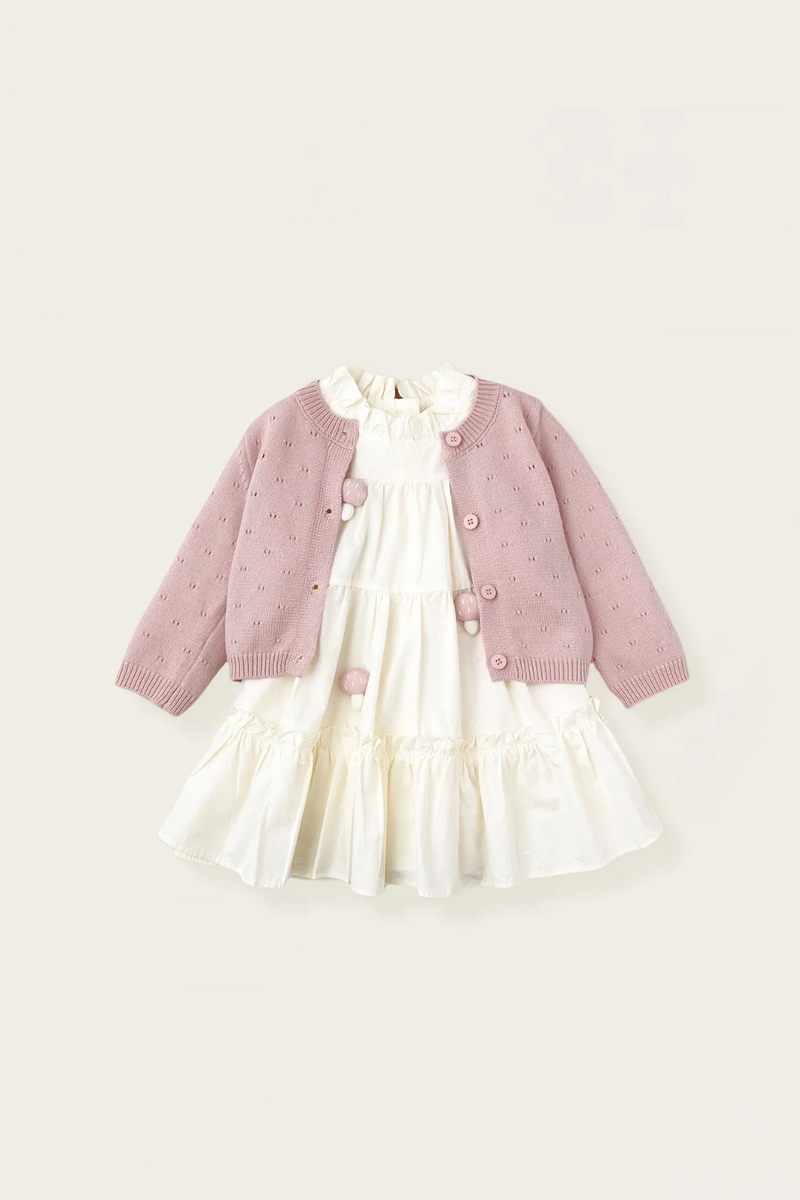 Girls Sweater Set Autumn Winter Baby Girl Birthday Princess Dress Sweater Coat Two Piece Set