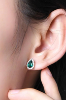 Vintage Sterling Silver Emerald Emerald Gemstone Earrings Ear Studs Fine Jewellery