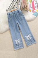 Children Kids Jeans Girl Classic Denim Pants Loose Casual Toddler Child Wide Leg Jeans Long Trousers for Teenage