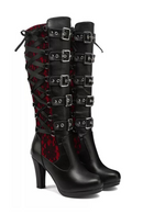 Women's Belt Buckle Knee High Boots Winter Keep Warm Female Lace Long Boot Gothic Mature Ladies Platform Knee Boottes