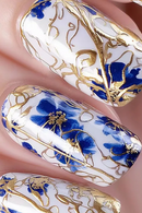 24pcs Fashion Ballet Nails Set Press on With Flower Design Green Short Coffin False Nails Tip Reusable Simple Fake Nail Finished