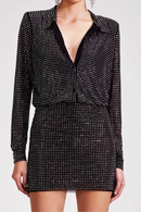 Luxury Mesh Full body Water Diamond Sparkling Slim Fit Zipper Short Women's Short Skirt