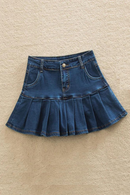 Skirts for Women Summer Patchwork Ruffles High Waist Shorts Skirt Woman Casual Pleated Denim Skirt