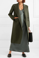 Elegant Temperament  Solid Long Woolen Trench Coat Women Simple Casual Windbreaker Autumn