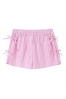 Women Striped Pleated Lace Up Mini Shorts Female Chic Lady Shorts