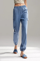 Women Elastic Waist Drawstring Jogging Trousers Loose Summer Cool Feeling Sunscreen Trousers