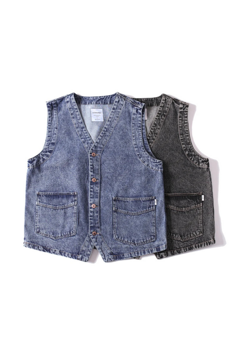 Men Retro Casual Denim Vest Sleeveless Jeans Jacket Unisex Waistcoat Vest