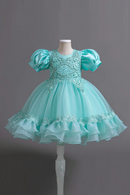 Pearl Mesh Fluffy Dress Christmas Halloween School Party Performance Dress for 3-10 Years