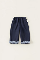 Spring Autumn Children Pants 1-10Y Girls Patchwork Lace Casual Straight Long Trousers