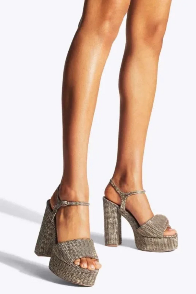 Rhinestone buckle Sandals with Women Thick High-heeled and Thick Soled Shoes