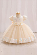 Summer Baby Girls Ceremonial Dress Children's Pearl Tulle Princess Party Dresses For Weddings Perform