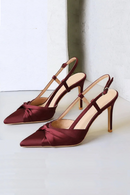 Elegant High Heels  Pleated Bow Satin Women Pumps Stiletto 9cm Ceremony Prom Lady Sandals Champagne