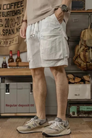 Men’s Casual White Cargo Shorts with Pockets – Summer Streetwear