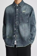 Men Retro Washed Denim Shirt – Casual Streetwear