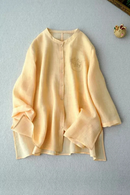 Spring Summer Women Basics Loose Floral Embroidered Comfortable Water Washed Thin Light Shirts/Blouse