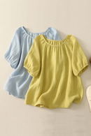Women Cotton Linen Shirts Blouses Basic Solid Summer Top Elegant Ladies Casual Loose T-shirts