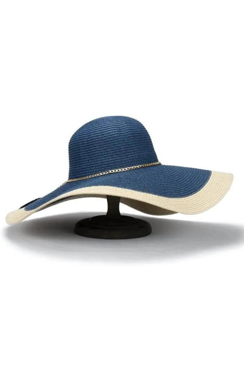 Beach Straw Hat Seaside Wild Holiday Wide Brim Women Summer Floppy Sun Hat With Chain