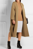 Solid Bandage Belt Long Woolen Trench Jacket Women's Trendy Elegant Luxury Windbreaker Coat