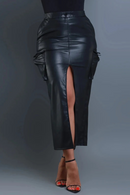 Women Matte Leather Elastic Waistband Pencil Skirts Lady Skirt