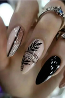 Press on Nails Box Acrylic False Nails with Almond Designs Full Cover Fake Nail Tips