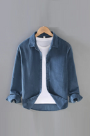 Corduroy Casual Cargo Shirts Men Spring Fall Solid Single Breasted Versatile