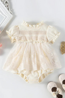 Spring Summer Solid Princess Baby Girl Skirt Style Bodysuit Toddler Infant Waffle One Piece Lace Party Outfit