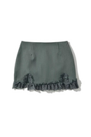 Lace Patchwork Striped Mini Skirt Women Slim Slit Summer Skirts