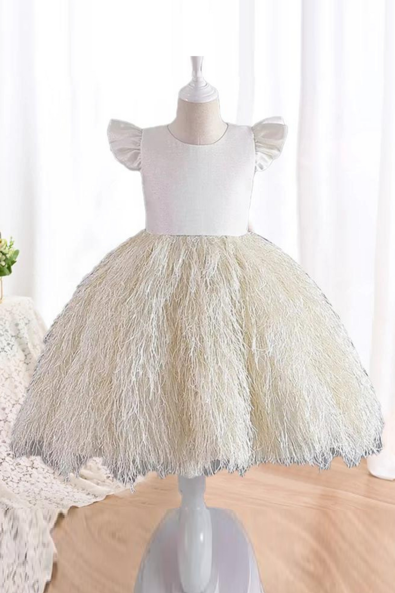 Dress Flower Girl Wedding Dress Performance Dress Little Flying Sleeves Girls Dress