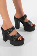 Heeled Sandals for Women Dress Pumps Double Buckle Strap Design High Heels Sandals