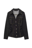 Women With Pockets Denim Single Breasted Jackets Lapel Neck Female Chic Lady Outfits