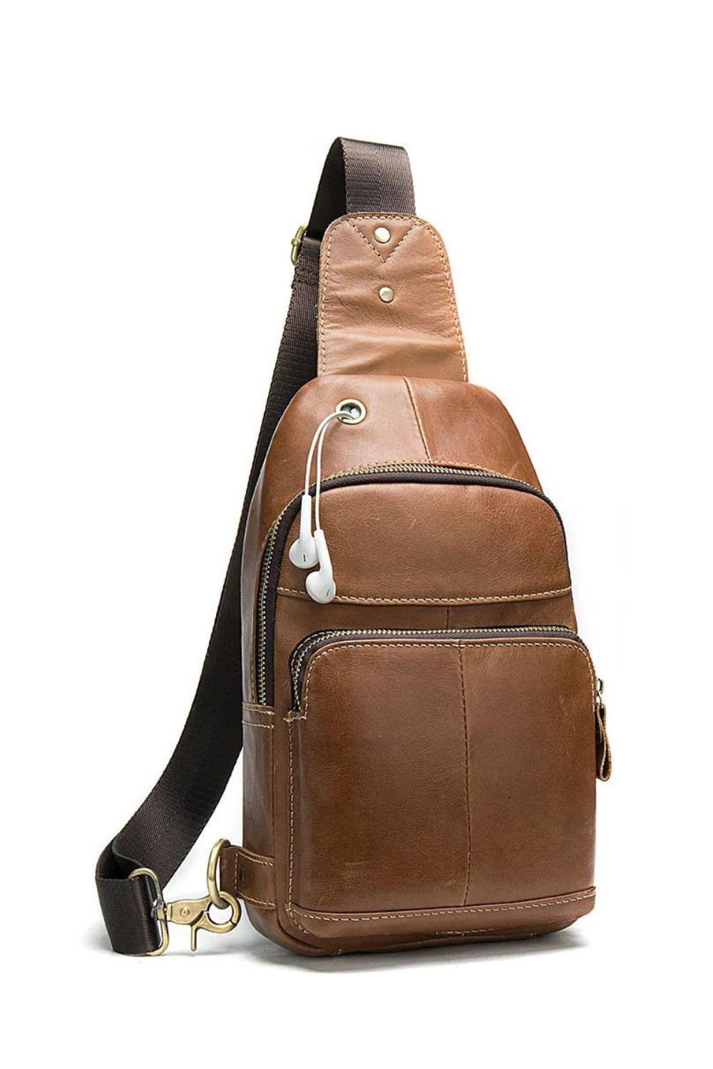 Genuin Leather Chest Bags For Men Packet Retro Leather Shoulder Bag Ch